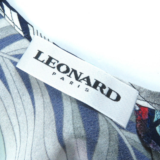 LEONARD one piece Main: 100% silk Blue multicolor Women 40 Used Authentic
