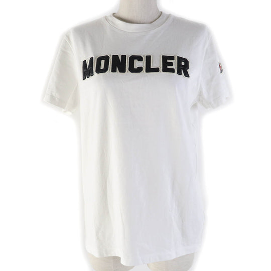 MONCLER Short sleeve T-shirt Main: 100% cotton, Part: 100% cotton, Embroidered part: 100% nylon white Women S Used Authentic