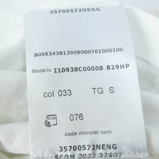 MONCLER Short sleeve T-shirt Main: 100% cotton, Part: 100% cotton, Embroidered part: 100% nylon white Women S Used Authentic