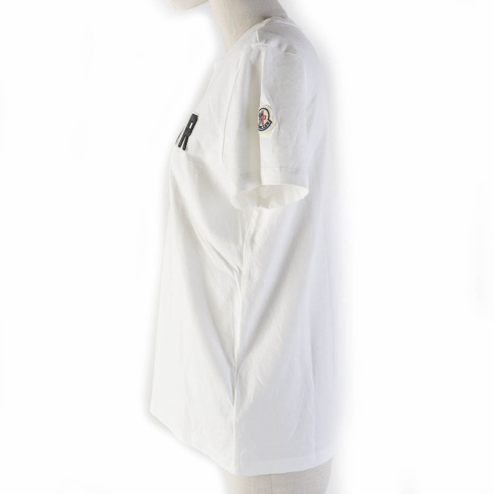 MONCLER Short sleeve T-shirt Main: 100% cotton, Part: 100% cotton, Embroidered part: 100% nylon white Women S Used Authentic