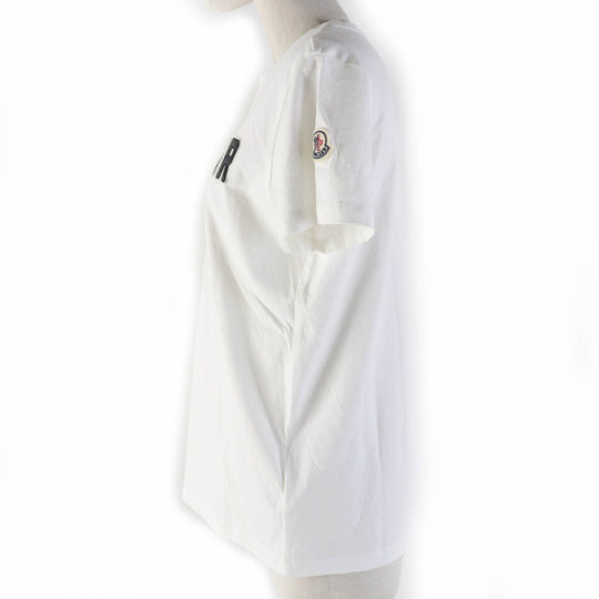 MONCLER Short sleeve T-shirt Main: 100% cotton, Part: 100% cotton, Embroidered part: 100% nylon white Women S Used Authentic