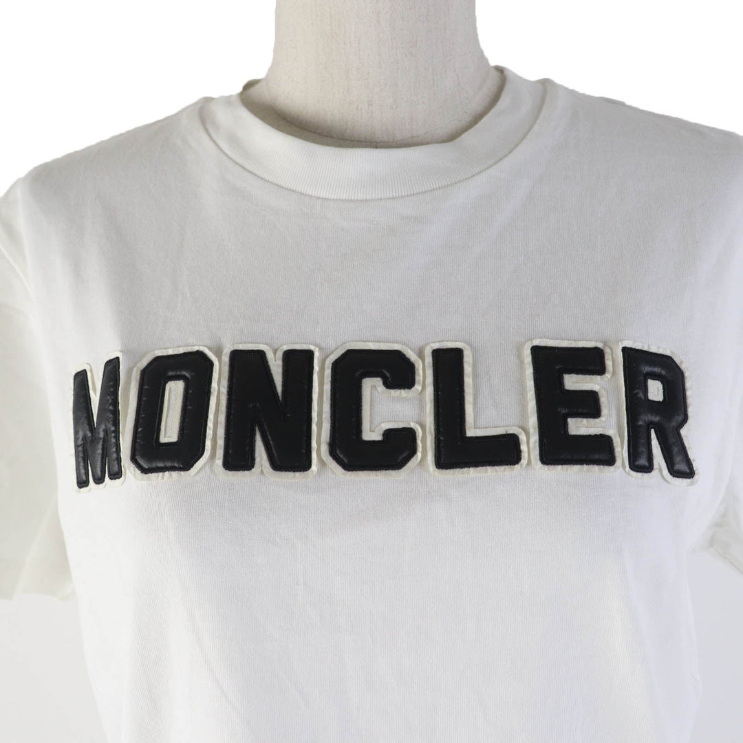 MONCLER Short sleeve T-shirt Main: 100% cotton, Part: 100% cotton, Embroidered part: 100% nylon white Women S Used Authentic
