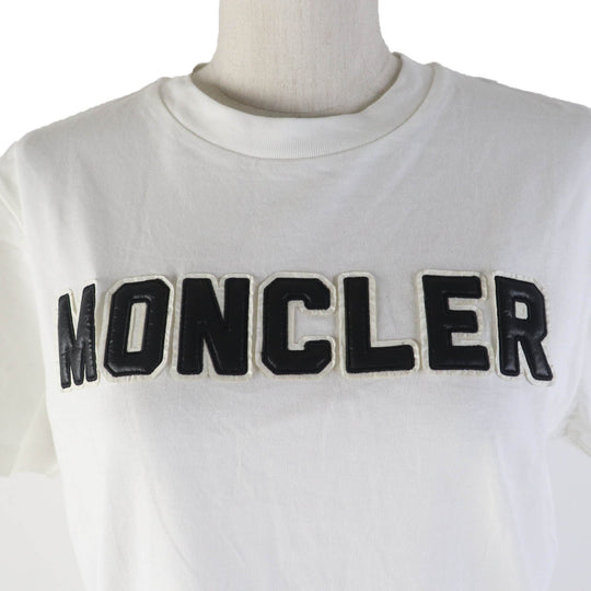 MONCLER Short sleeve T-shirt Main: 100% cotton, Part: 100% cotton, Embroidered part: 100% nylon white Women S Used Authentic