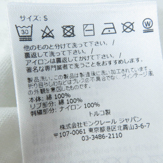 MONCLER Short sleeve T-shirt Main: 100% cotton, Part: 100% cotton, Embroidered part: 100% nylon white Women S Used Authentic