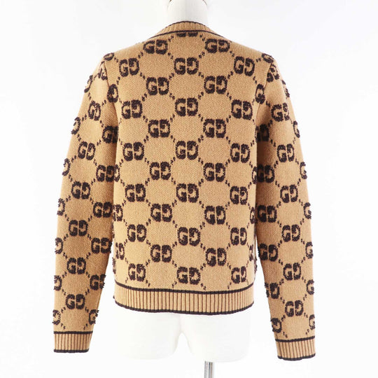 GUCCI cardigan 713300 Main: 100% wool Brown type GG wool boucl jacquard cardigan Women S Used Authentic