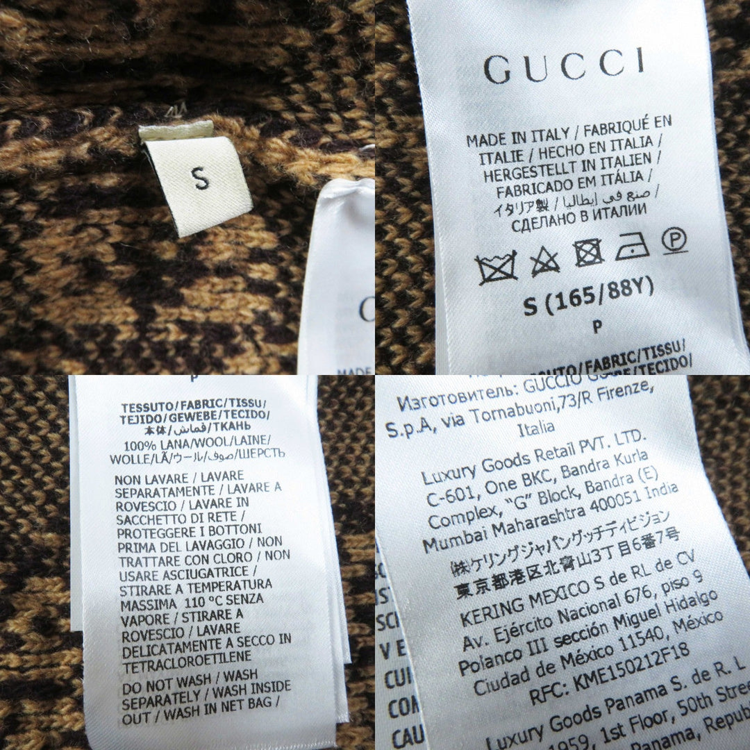 GUCCI cardigan 713300 Main: 100% wool Brown type GG wool boucl jacquard cardigan Women S Used Authentic