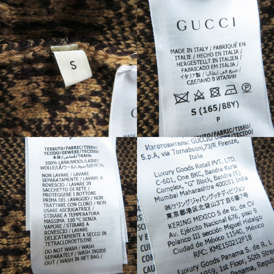 GUCCI cardigan 713300 Main: 100% wool Brown type GG wool boucl jacquard cardigan Women S Used Authentic