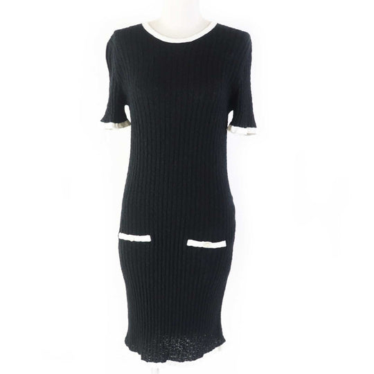 CHANEL one piece 22C P72078 Main: 100% cotton, part: 100% silk, part: 80% cotton, part: 16% polyamide (nylon), part: 4% polyurethane Black White Women 38 Used Authentic