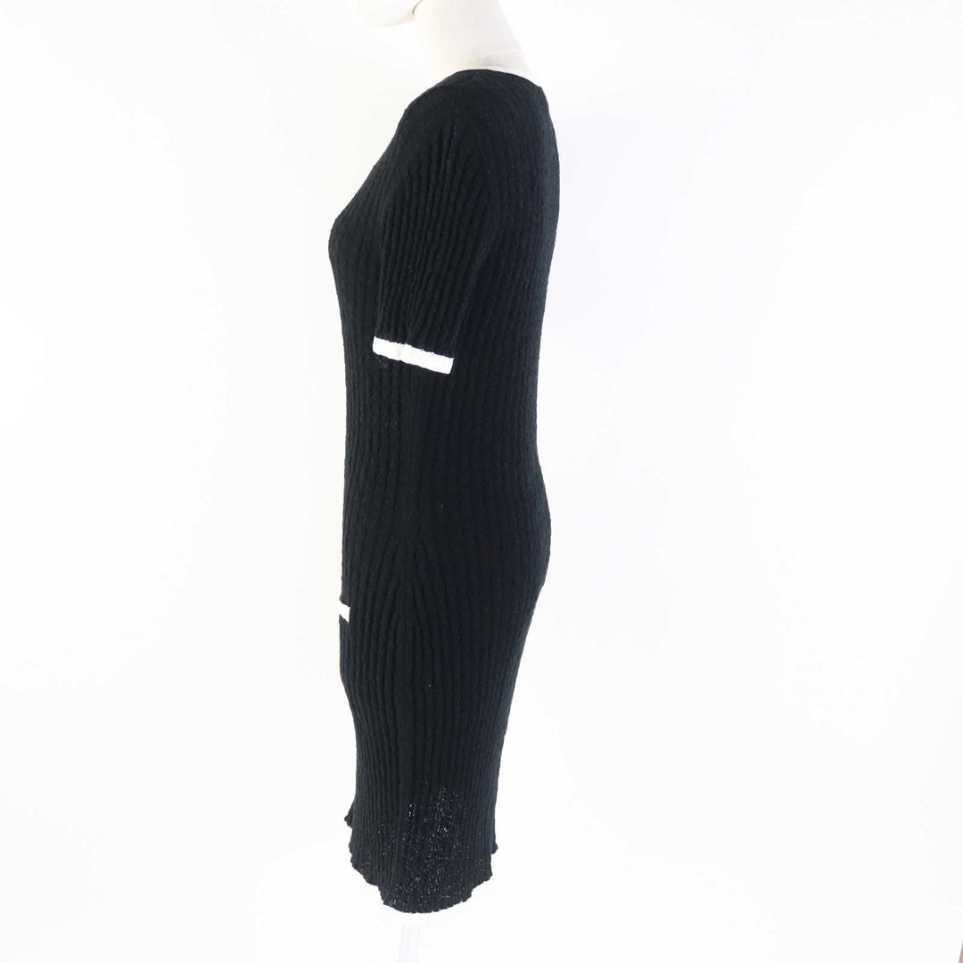 CHANEL one piece 22C P72078 Main: 100% cotton, part: 100% silk, part: 80% cotton, part: 16% polyamide (nylon), part: 4% polyurethane Black White Women 38 Used Authentic