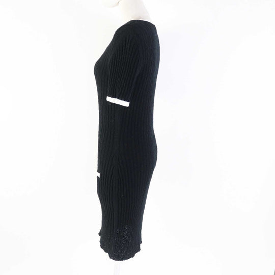 CHANEL one piece 22C P72078 Main: 100% cotton, part: 100% silk, part: 80% cotton, part: 16% polyamide (nylon), part: 4% polyurethane Black White Women 38 Used Authentic