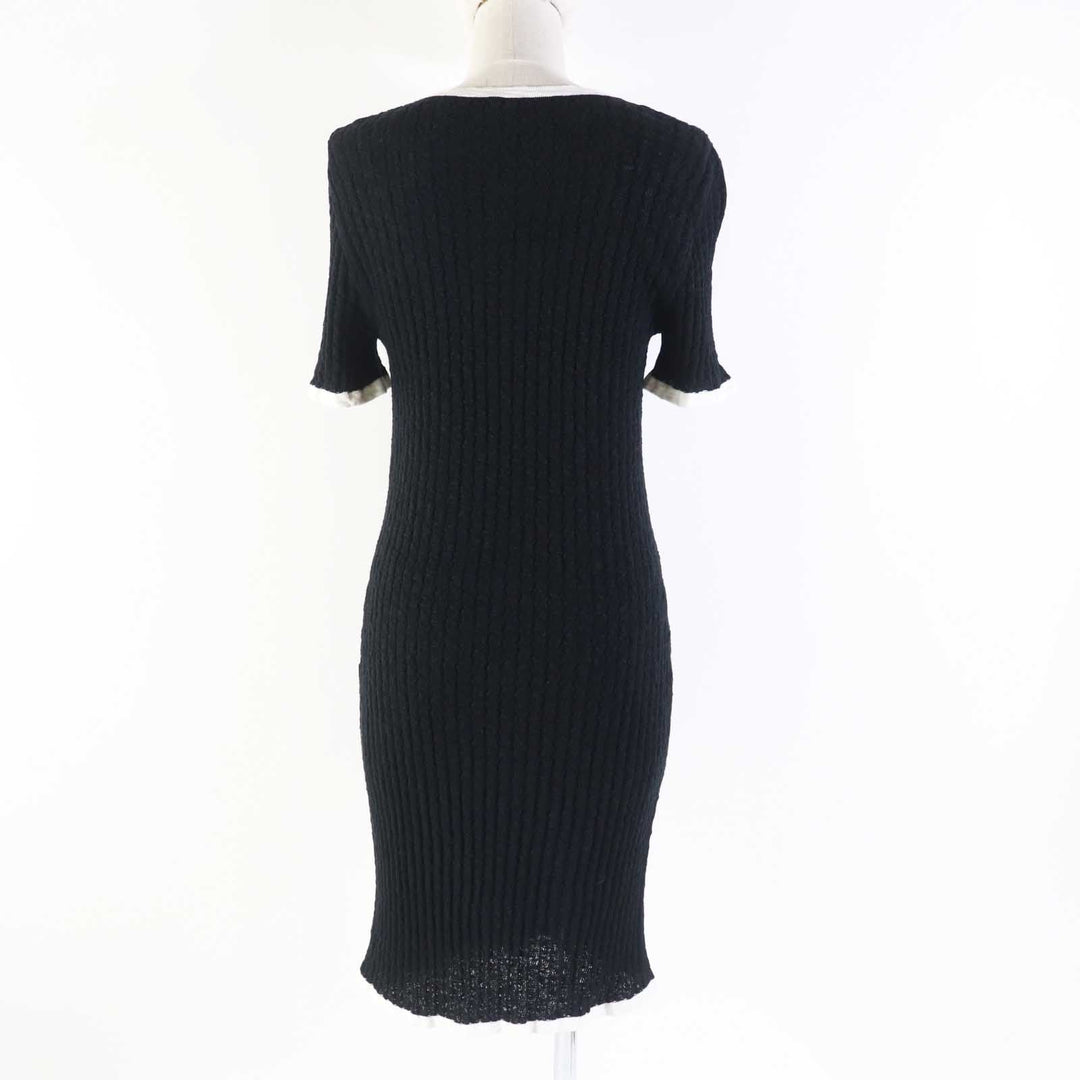 CHANEL one piece 22C P72078 Main: 100% cotton, part: 100% silk, part: 80% cotton, part: 16% polyamide (nylon), part: 4% polyurethane Black White Women 38 Used Authentic