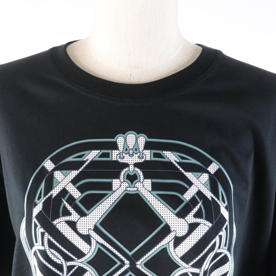 HERMES one piece Main: 100% cotton, part: 98% cotton, part: 2% polyurethane black cartouche Women 40 Used Authentic