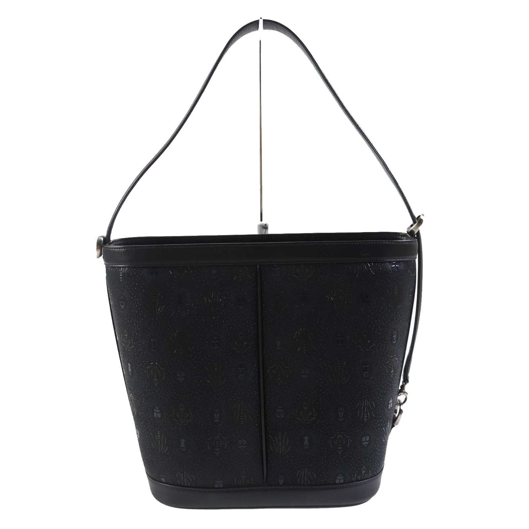 INDENYA Shoulder Bag Main: Deerskin black Women Used Authentic
