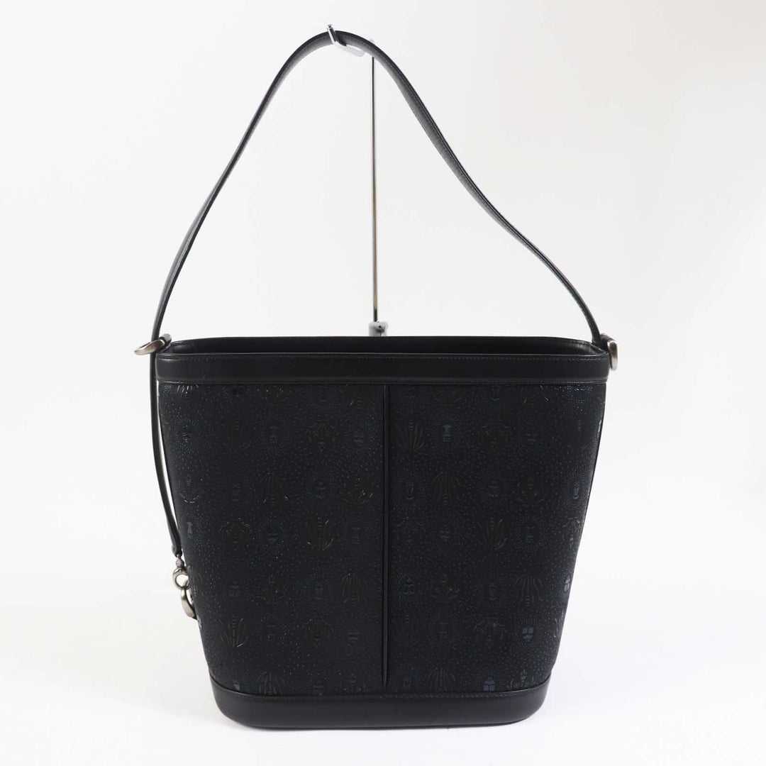 INDENYA Shoulder Bag Main: Deerskin black Women Used Authentic