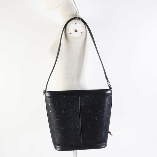 INDENYA Shoulder Bag Main: Deerskin black Women Used Authentic