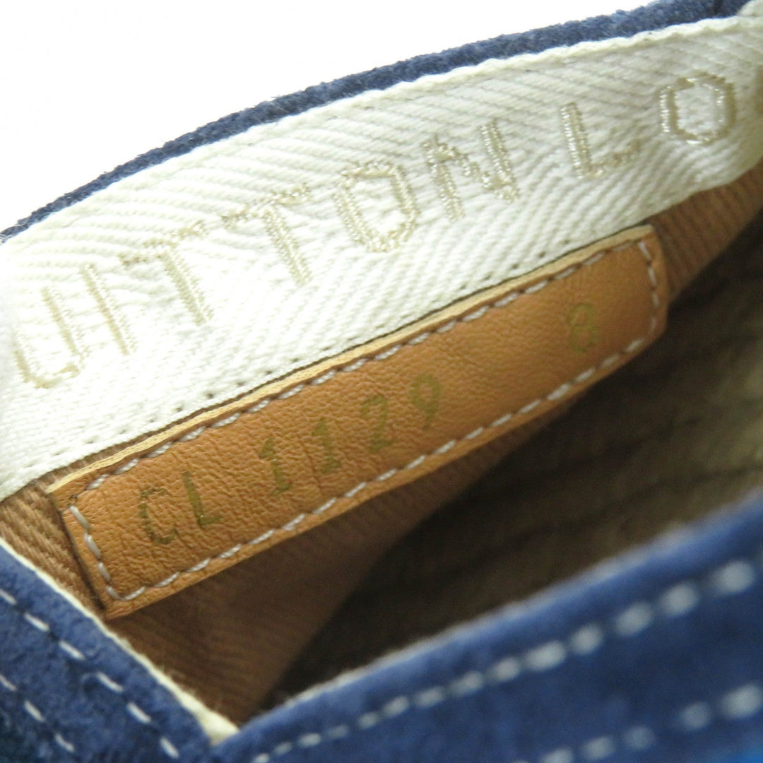 LOUIS VUITTON Slip-on Canvas, Rubber Blue white Jute Flats Border LV logo embroidery Espadrille mens 8 Used Authentic