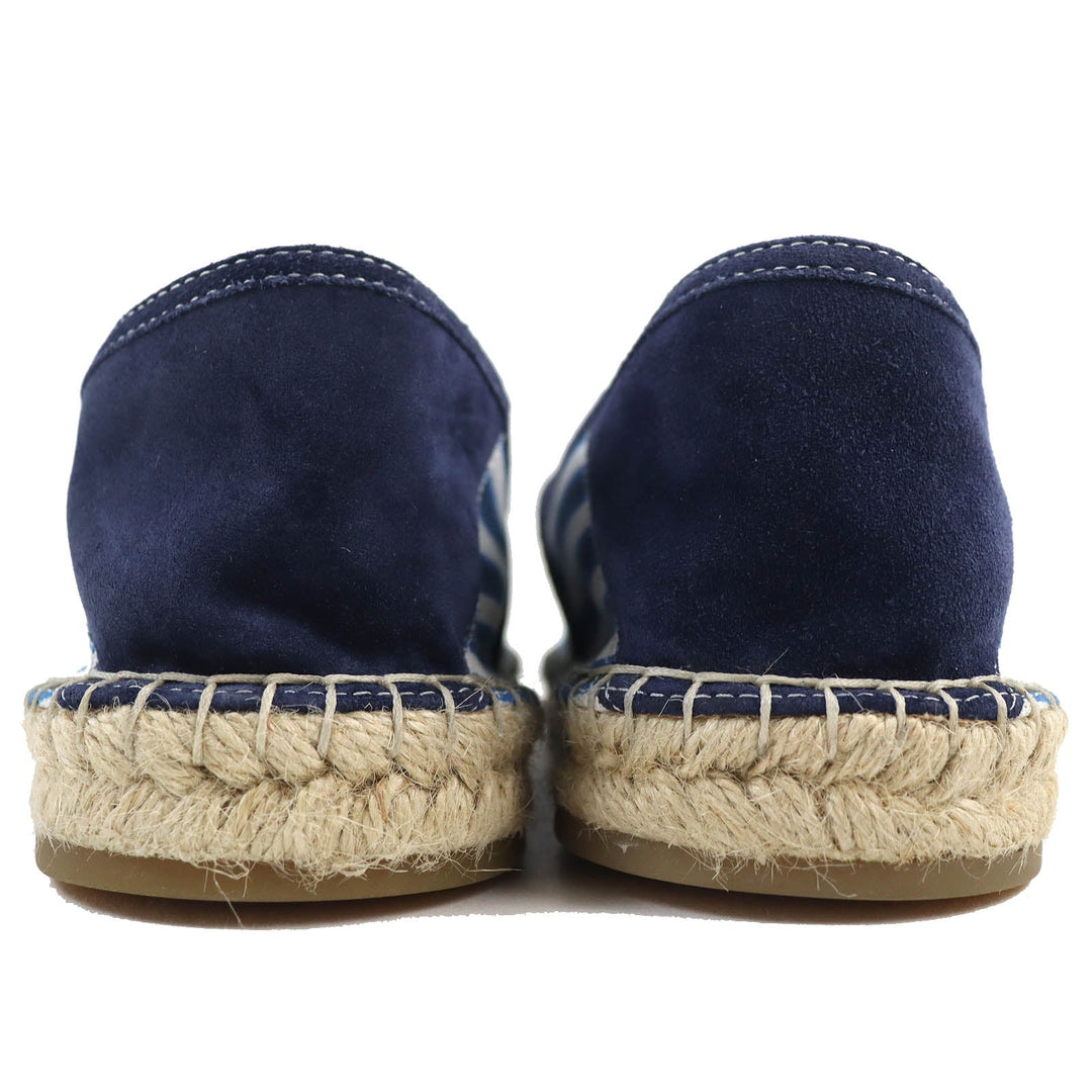 LOUIS VUITTON Slip-on Canvas, Rubber Blue white Jute Flats Border LV logo embroidery Espadrille mens 8 Used Authentic
