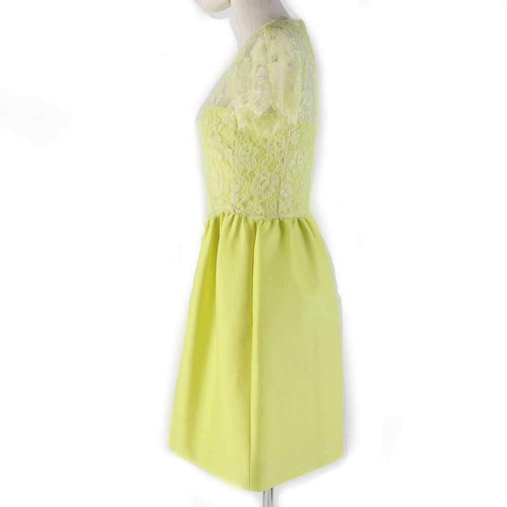 VALENTINO one piece Main: 90% wool, Main: 8% nylon, Main: 2% polyurethane, Outer: 54% rayon, Outer: 46% nylon, Part: 100% nylon, Lining: 96% polyester, 4% polyurethane yellow Women 38 Used Authentic