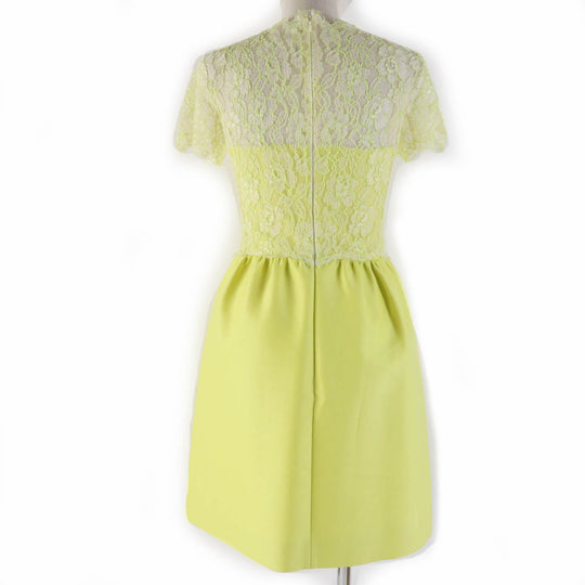 VALENTINO one piece Main: 90% wool, Main: 8% nylon, Main: 2% polyurethane, Outer: 54% rayon, Outer: 46% nylon, Part: 100% nylon, Lining: 96% polyester, 4% polyurethane yellow Women 38 Used Authentic