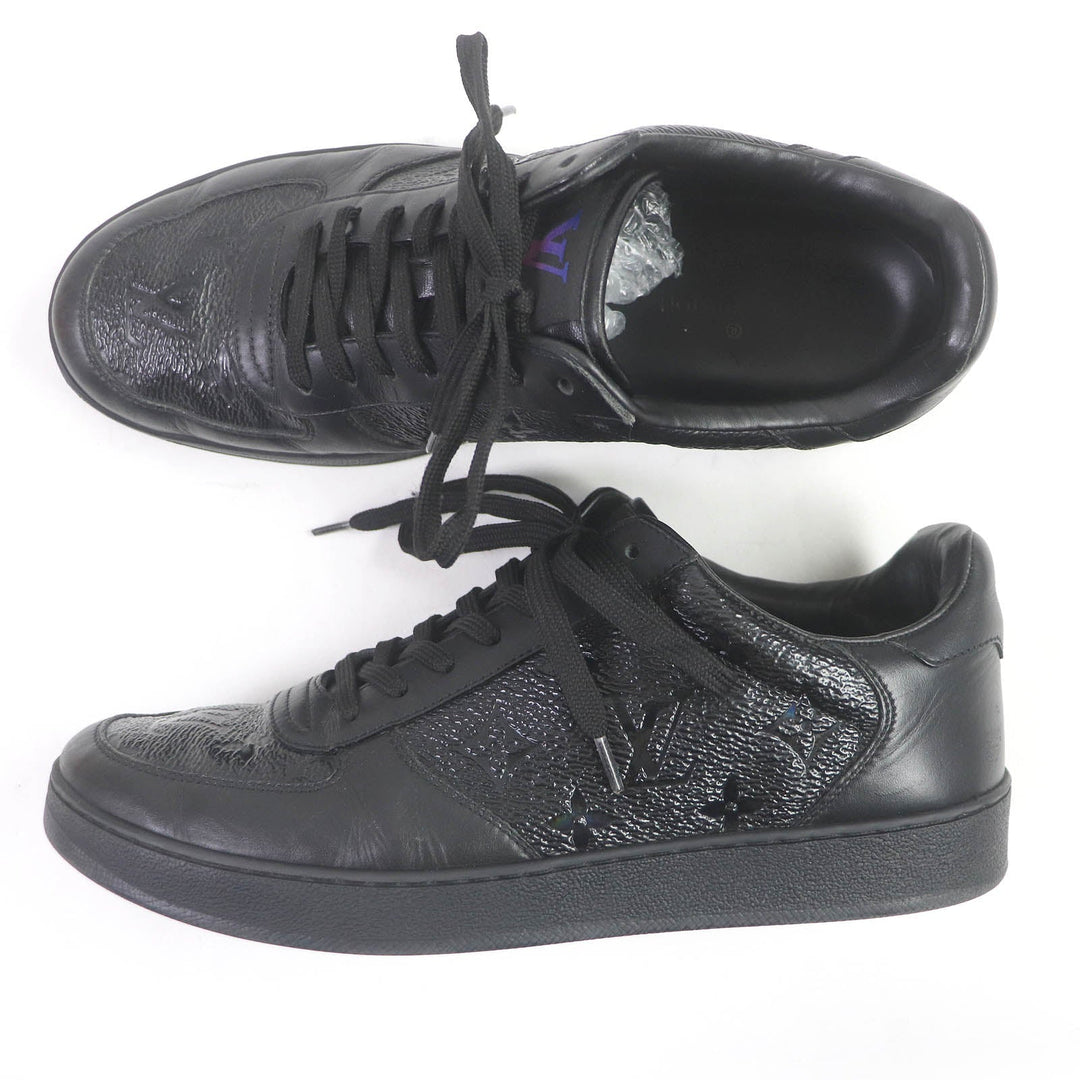 LOUIS VUITTON Low cut sneakers Main: Leather, Main: PVC black Rivoli Line mens 6 Used Authentic