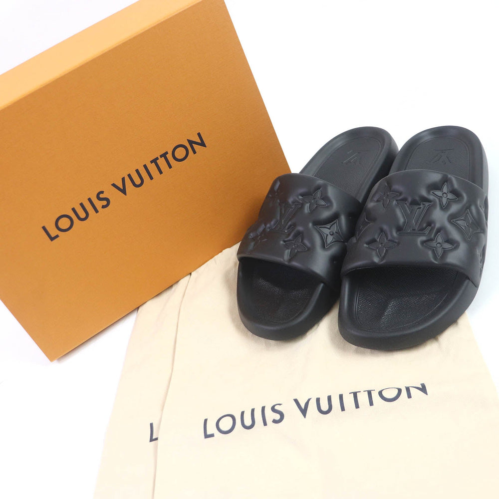 LOUIS VUITTON Sandals 1A9FKI Main: Rubber black Waterfront Line mens 10 Used Authentic