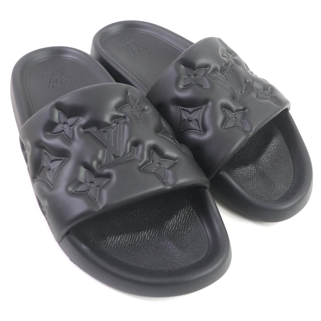 LOUIS VUITTON Sandals 1A9FKI Main: Rubber black Waterfront Line mens 10 Used Authentic