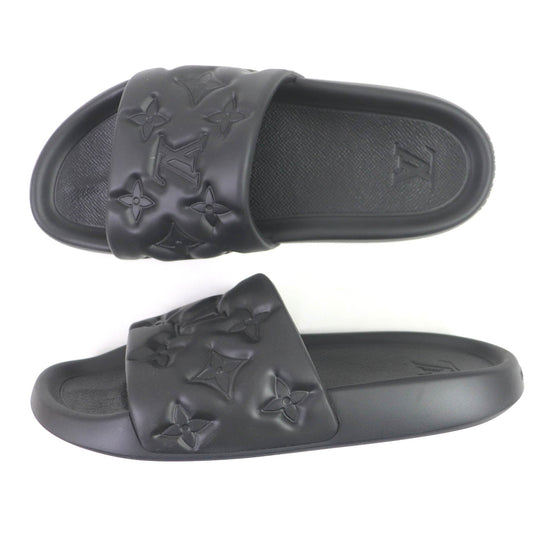 LOUIS VUITTON Sandals 1A9FKI Main: Rubber black Waterfront Line mens 10 Used Authentic