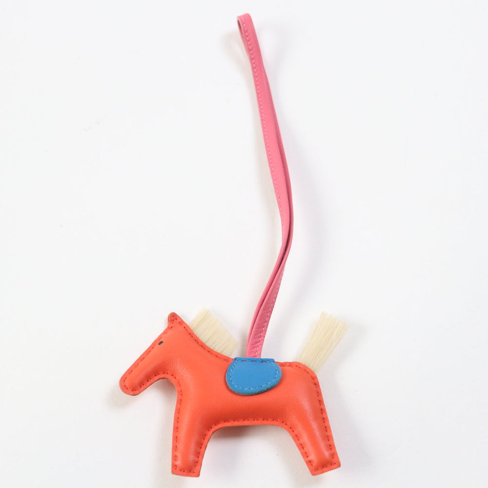 HERMES Bag charm Anyo Milo Horsehair Orange poppy/Blue sanjival/Natural sable Rodeo Charm Clan PM Women Used Authentic