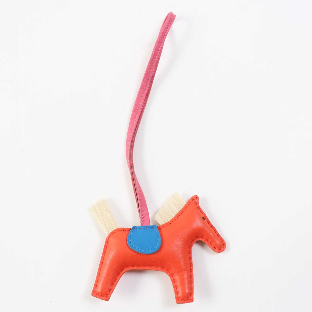 HERMES Bag charm Anyo Milo Horsehair Orange poppy/Blue sanjival/Natural sable Rodeo Charm Clan PM Women Used Authentic