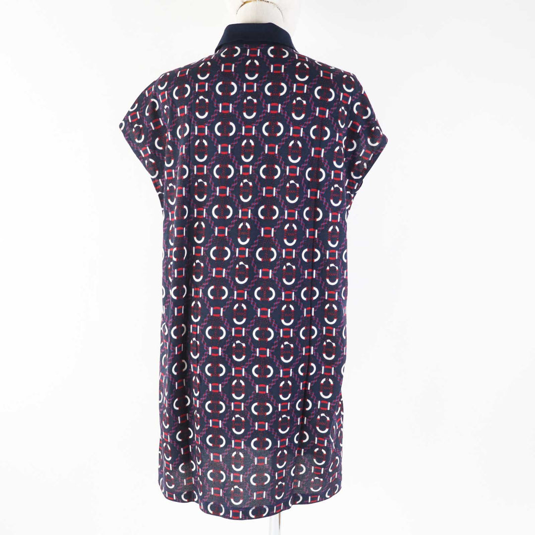 HERMES one piece 3E4512DB Main: 100% cotton, part: 70% cotton, part: 26% nylon, part: 4% polyurethane Navy red white Canoe Women 34 Used Authentic