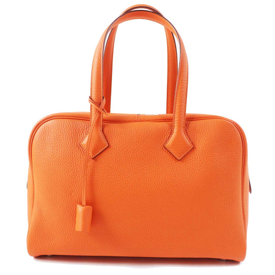 HERMES Boston Duffel bag Taurillon Clemence Orange Victoria 35 Women Used Authentic