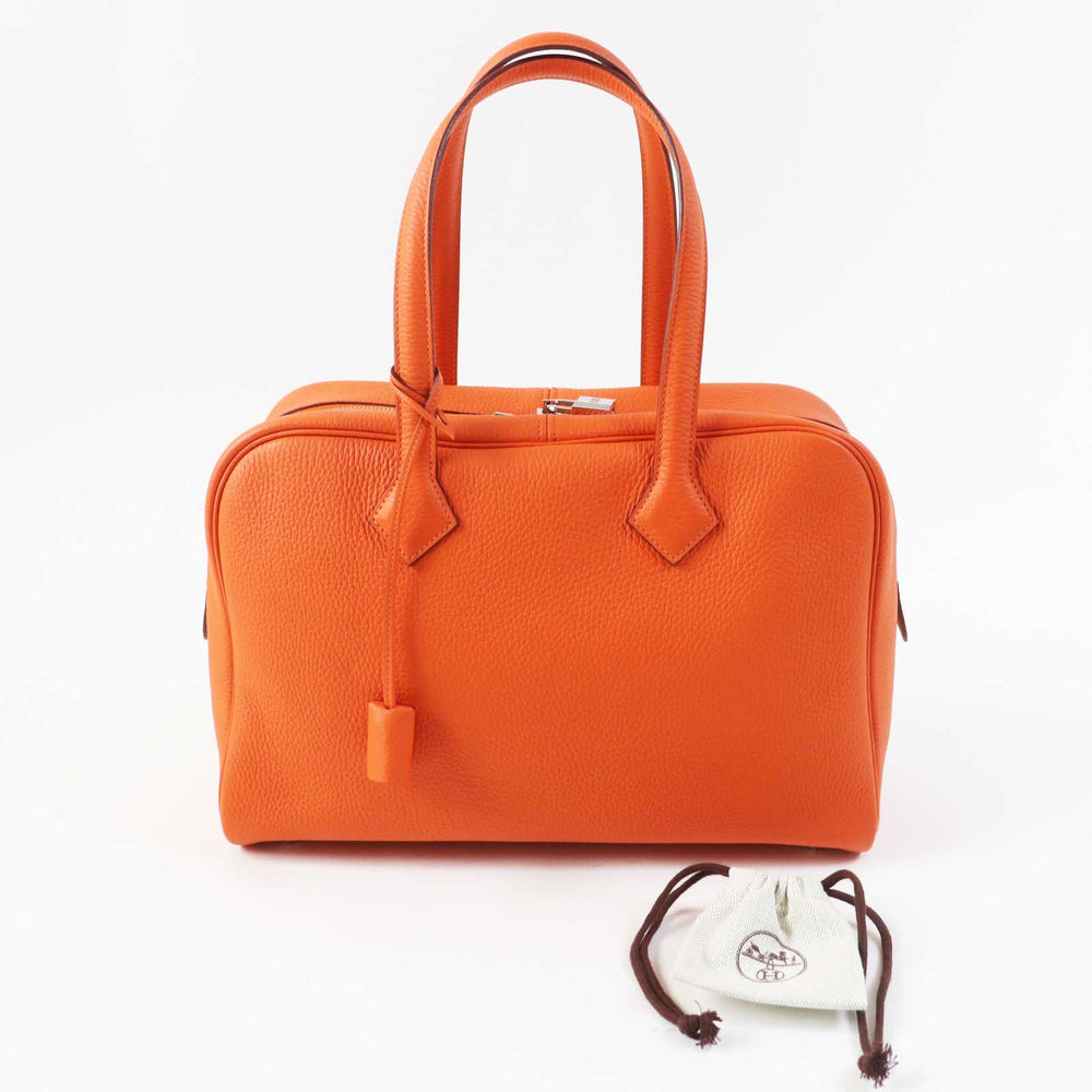 HERMES Boston Duffel bag Taurillon Clemence Orange Victoria 35 Women Used Authentic