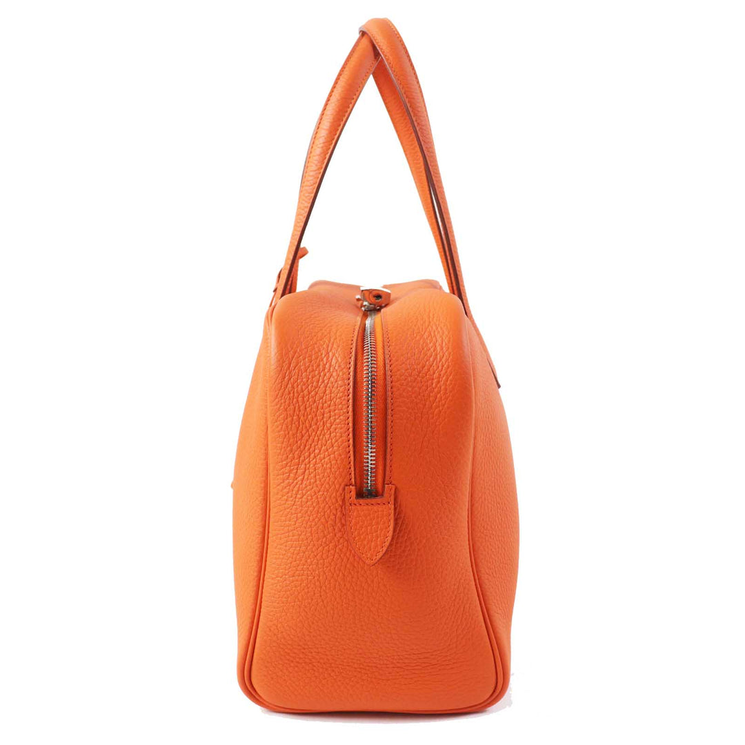 HERMES Boston Duffel bag Taurillon Clemence Orange Victoria 35 Women Used Authentic