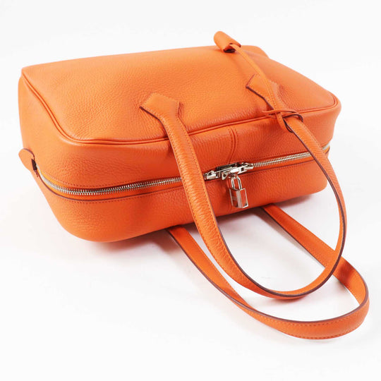 HERMES Boston Duffel bag Taurillon Clemence Orange Victoria 35 Women Used Authentic
