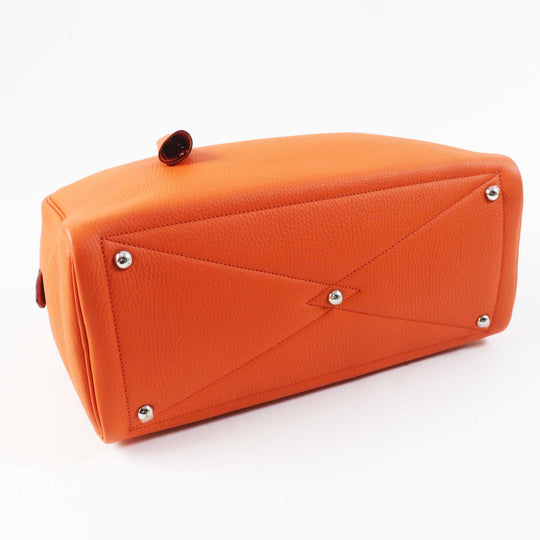 HERMES Boston Duffel bag Taurillon Clemence Orange Victoria 35 Women Used Authentic