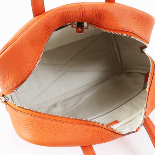 HERMES Boston Duffel bag Taurillon Clemence Orange Victoria 35 Women Used Authentic