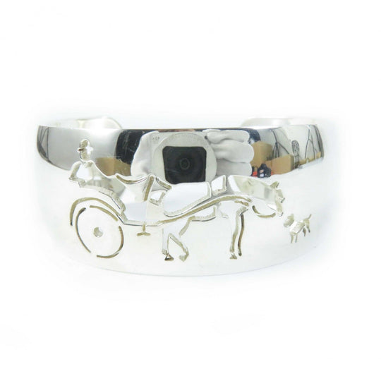 HERMES Bangle SV925 Silver bracelet Carriage motif Women Used Authentic