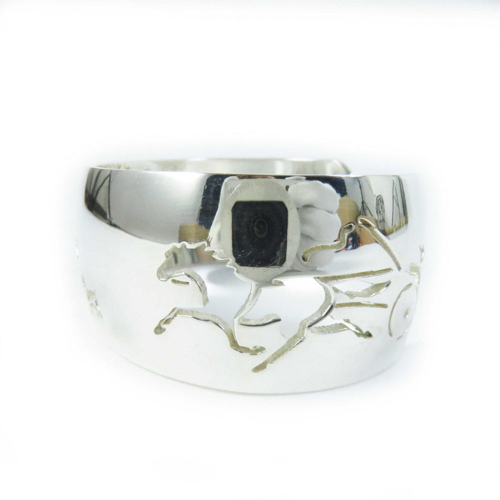 HERMES Bangle SV925 Silver bracelet Carriage motif Women Used Authentic