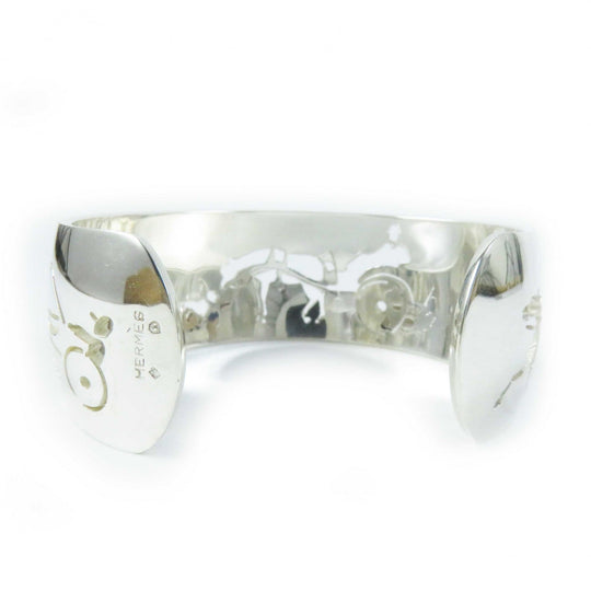 HERMES Bangle SV925 Silver bracelet Carriage motif Women Used Authentic