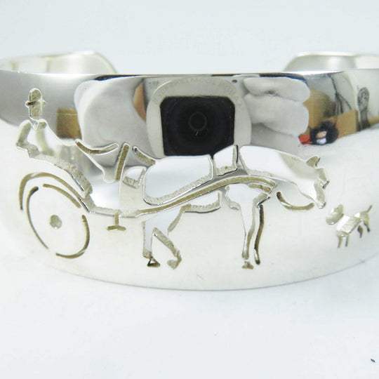 HERMES Bangle SV925 Silver bracelet Carriage motif Women Used Authentic