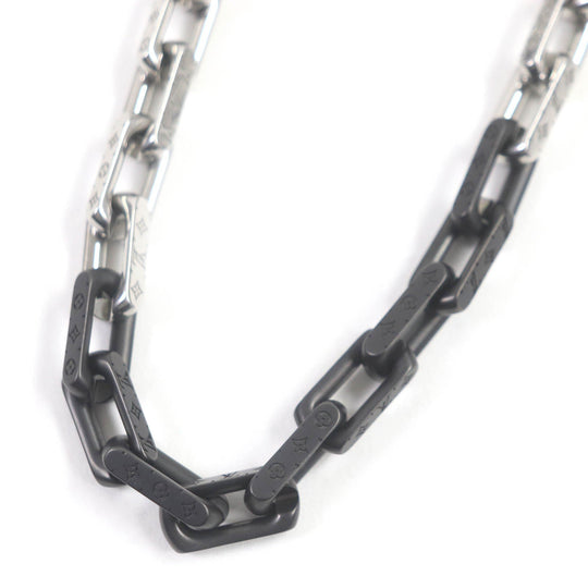 LOUIS VUITTON Necklace M00677 metal Silver black mens Used Authentic