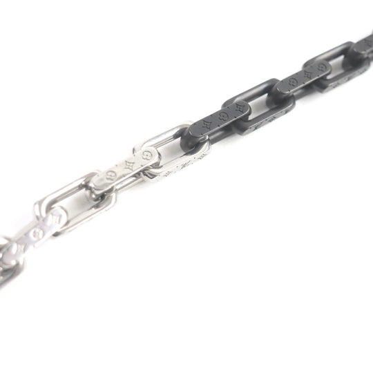 LOUIS VUITTON Necklace M00677 metal Silver black mens Used Authentic