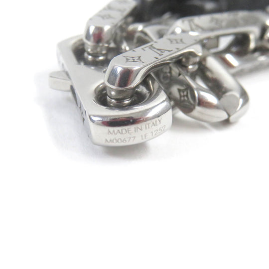 LOUIS VUITTON Necklace M00677 metal Silver black mens Used Authentic