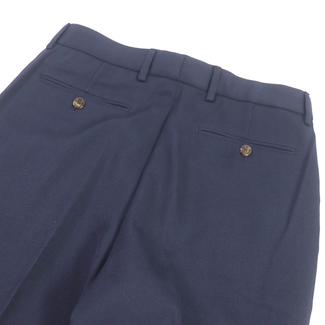 GUCCI slacks 668588 Outer: 100% cotton, Lining: 100% cupra, Part: 46% acrylic, 46% wool, 8% polyester, Part: 100% cowhide Navy mens 46 Used Authentic