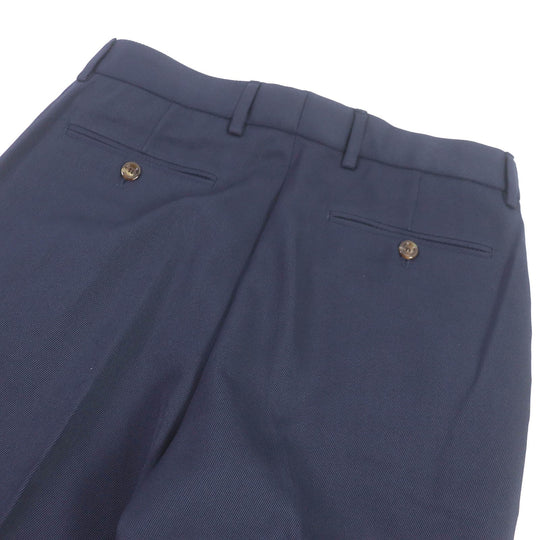 GUCCI slacks 668588 Outer: 100% cotton, Lining: 100% cupra, Part: 46% acrylic, 46% wool, 8% polyester, Part: 100% cowhide Navy mens 46 Used Authentic