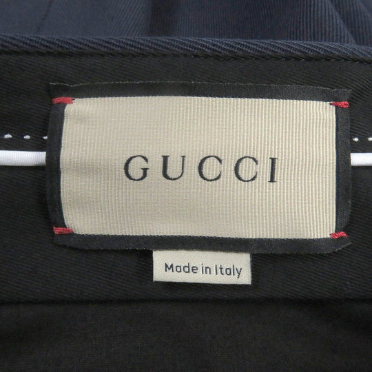 GUCCI slacks 668588 Outer: 100% cotton, Lining: 100% cupra, Part: 46% acrylic, 46% wool, 8% polyester, Part: 100% cowhide Navy mens 46 Used Authentic