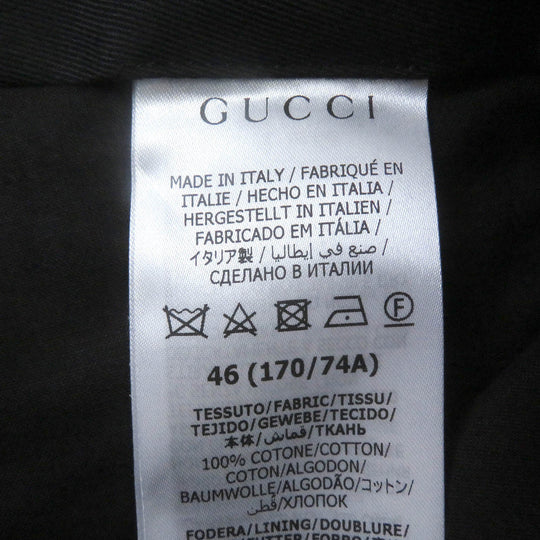 GUCCI slacks 668588 Outer: 100% cotton, Lining: 100% cupra, Part: 46% acrylic, 46% wool, 8% polyester, Part: 100% cowhide Navy mens 46 Used Authentic