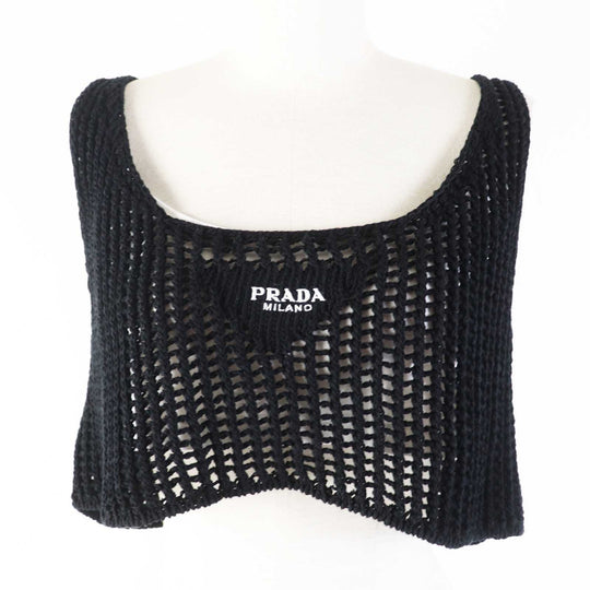 PRADA Tank top P29980 Main: 100% cotton Black White Women 36 Used Authentic