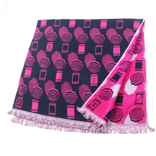 CHANEL towel 19S cotton 100% Navy pink Women Used Authentic