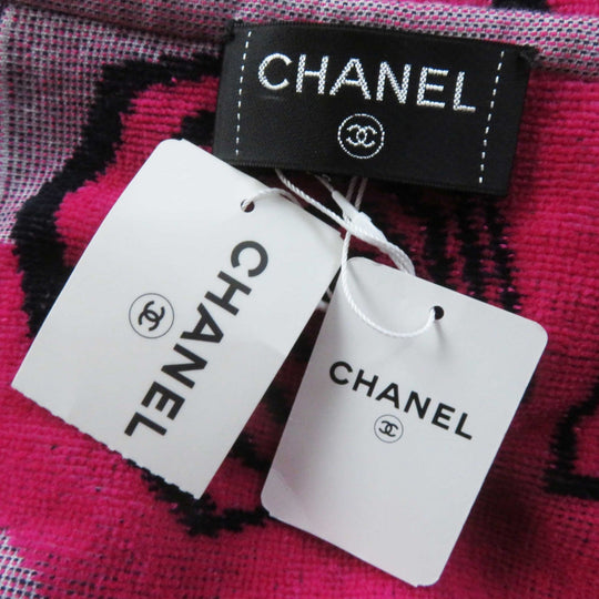 CHANEL towel 19S cotton 100% Navy pink Women Used Authentic